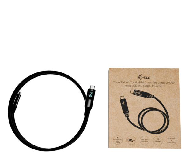 i-tec Kabel klasy Thunderbolt 4 Cable Pro 240W LCD 40 Gbps 1,5m - 1538058 - zdjęcie 4